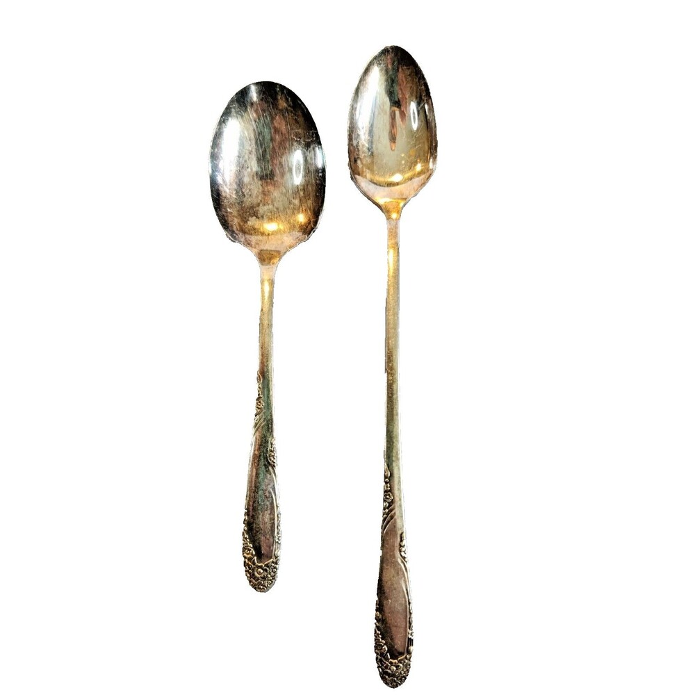 2 Simon E George H Rogers Company Silver Plate Oneida Tea Table Spoon